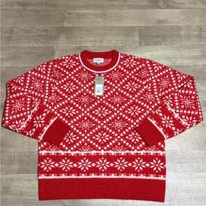 Goodfellow & Co Men's Fair Isle Sweater Red & White Size L